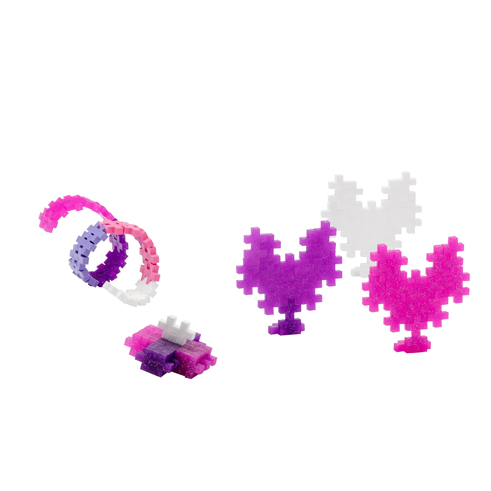 PLUS PLUS 240 Piece Glitter Mix Tube & Baseplate - Mini Interlocking Building Blocks Set, Stem Toys for Kids - Sensory Bin Fillers/Waffle Blocks Gifts