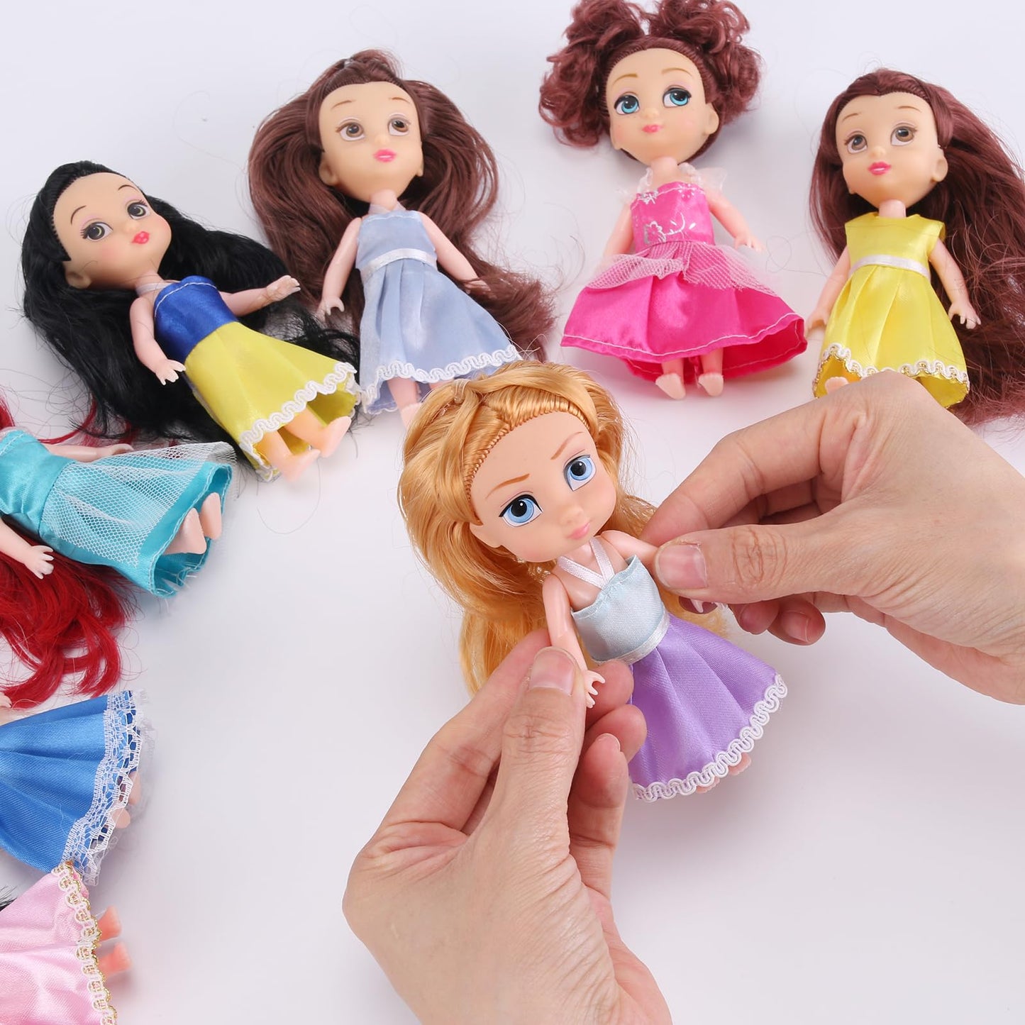 Liberty Imports 12 Pack Little Royal Princess Dolls - Mini Pocket Size Toddler Toys Fantasy Pretend Play Set with Dress, Accessories for Kids, Girls