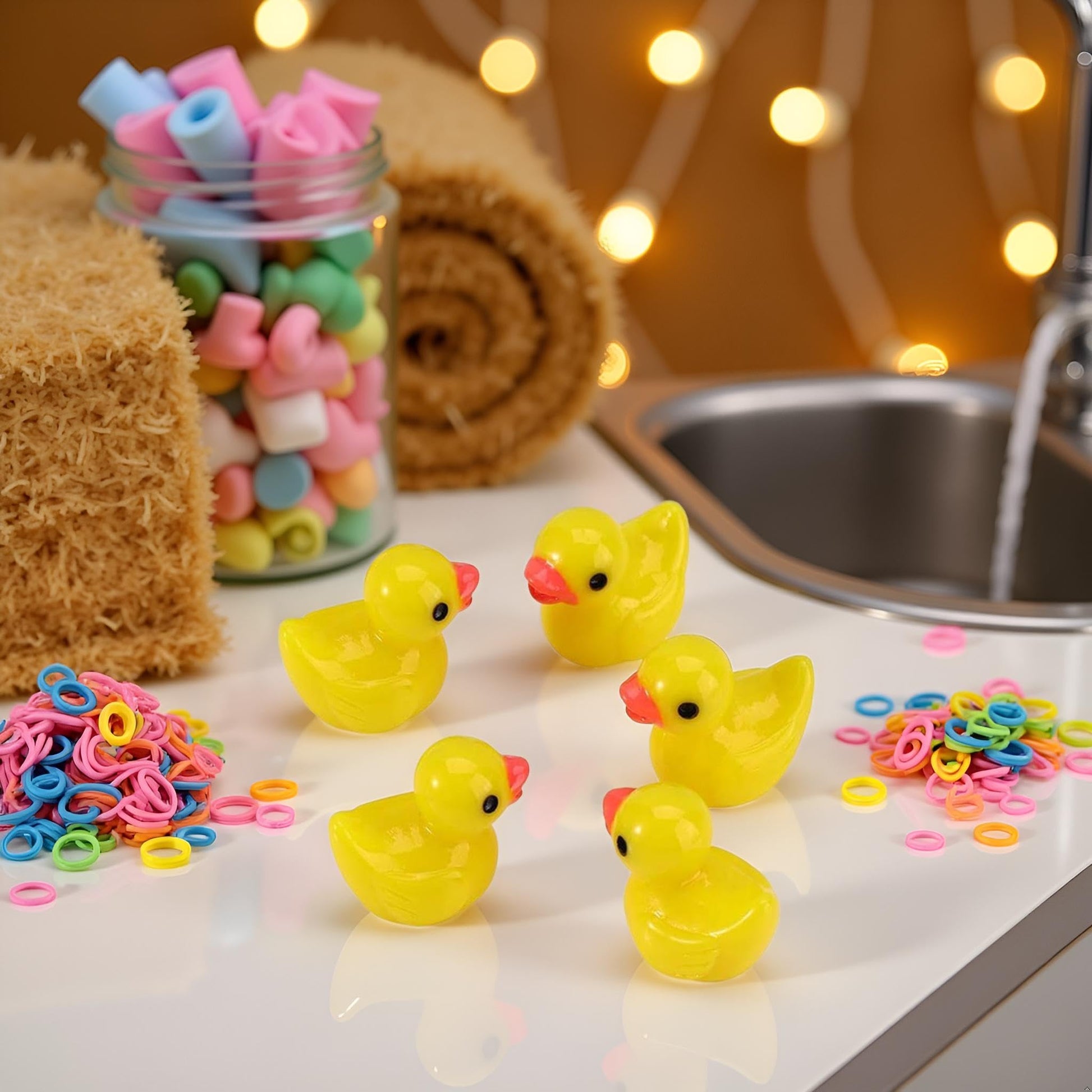 Pxiryanlow 5pcs Yellow Mini Resin Ducks Miniature Ducks,Duckling Miniature Ornament Tiny Ducks Figures for Slime Charms DIY Craft Fairy Garden
