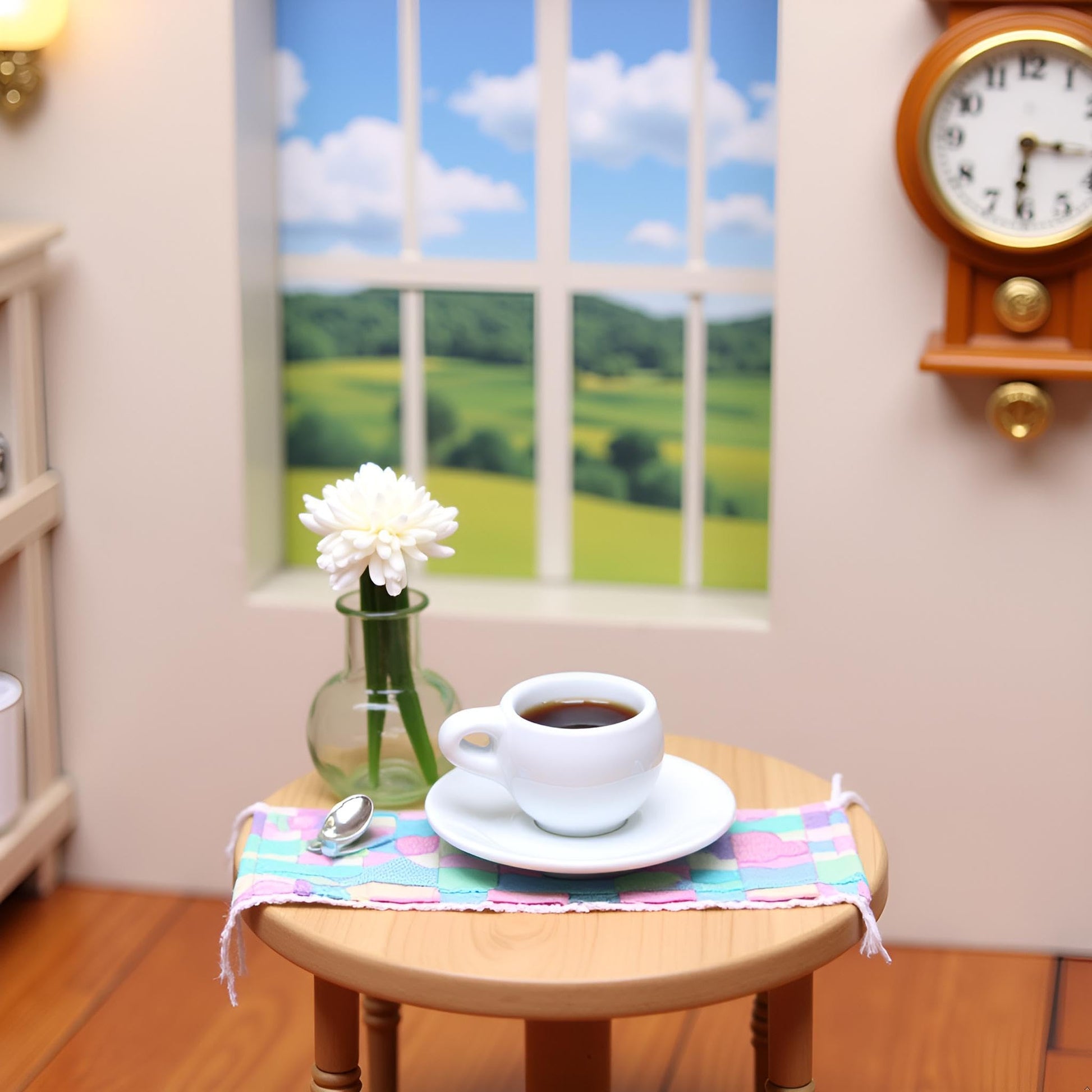 1 PC Dollhouse Decoration Accessories, 1:12 Dollhouse Miniature Scene DIY Model Coffee Cup with Spoon Play Toy (14 x 22mm)