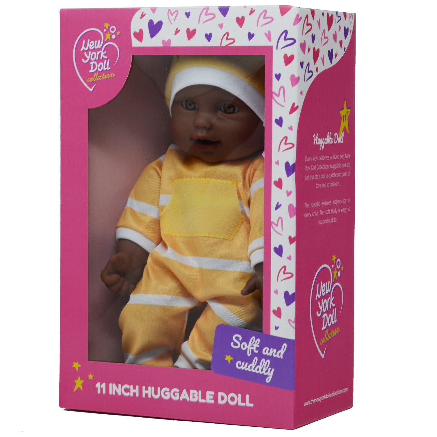 The New York Doll Collection 11 inch Soft Body Doll in Gift Box - Award Winner & Toy 11'' Baby Doll (Yellow African American), (B336)