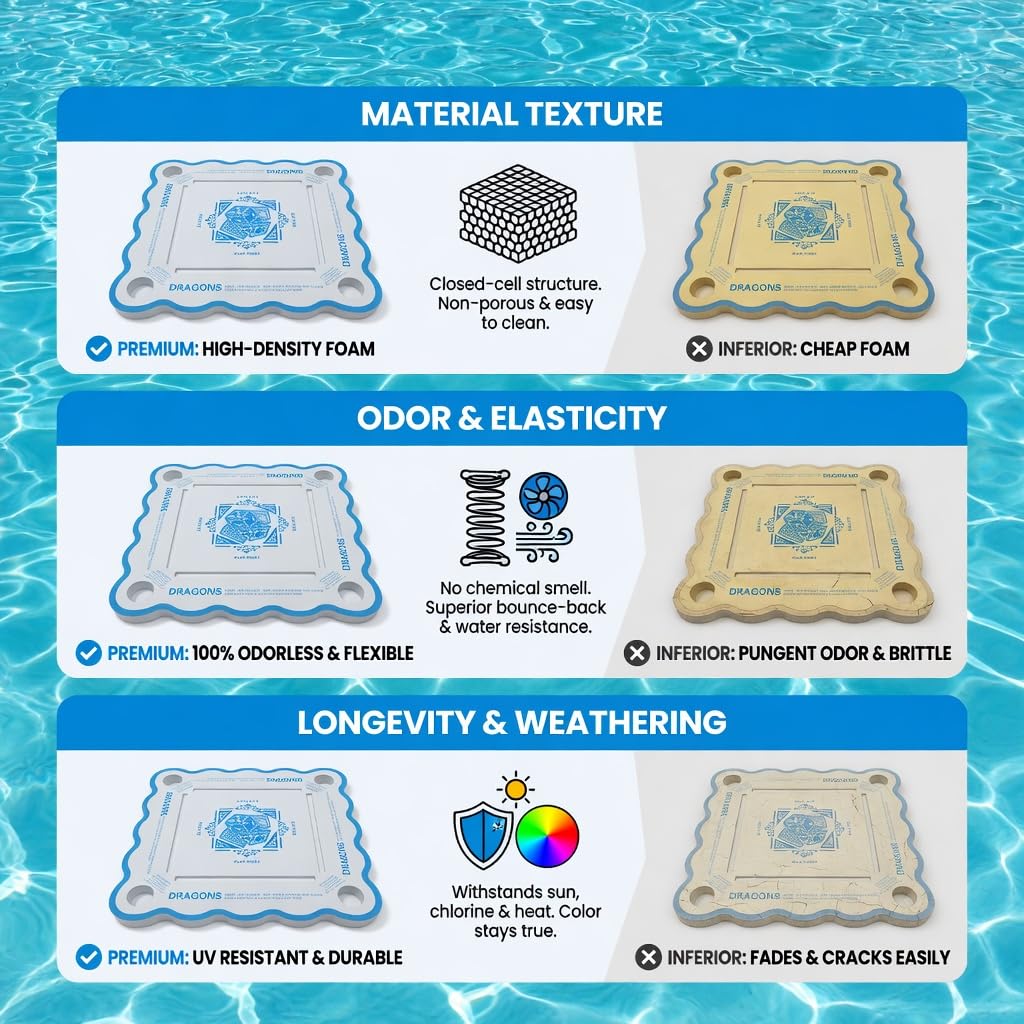 fisdpopar Floating Mahjong Table for Pool, Waterproof Floating Game Board Double-Sided for Mahjong & Poker, Floating Card Table for Pool, Domino