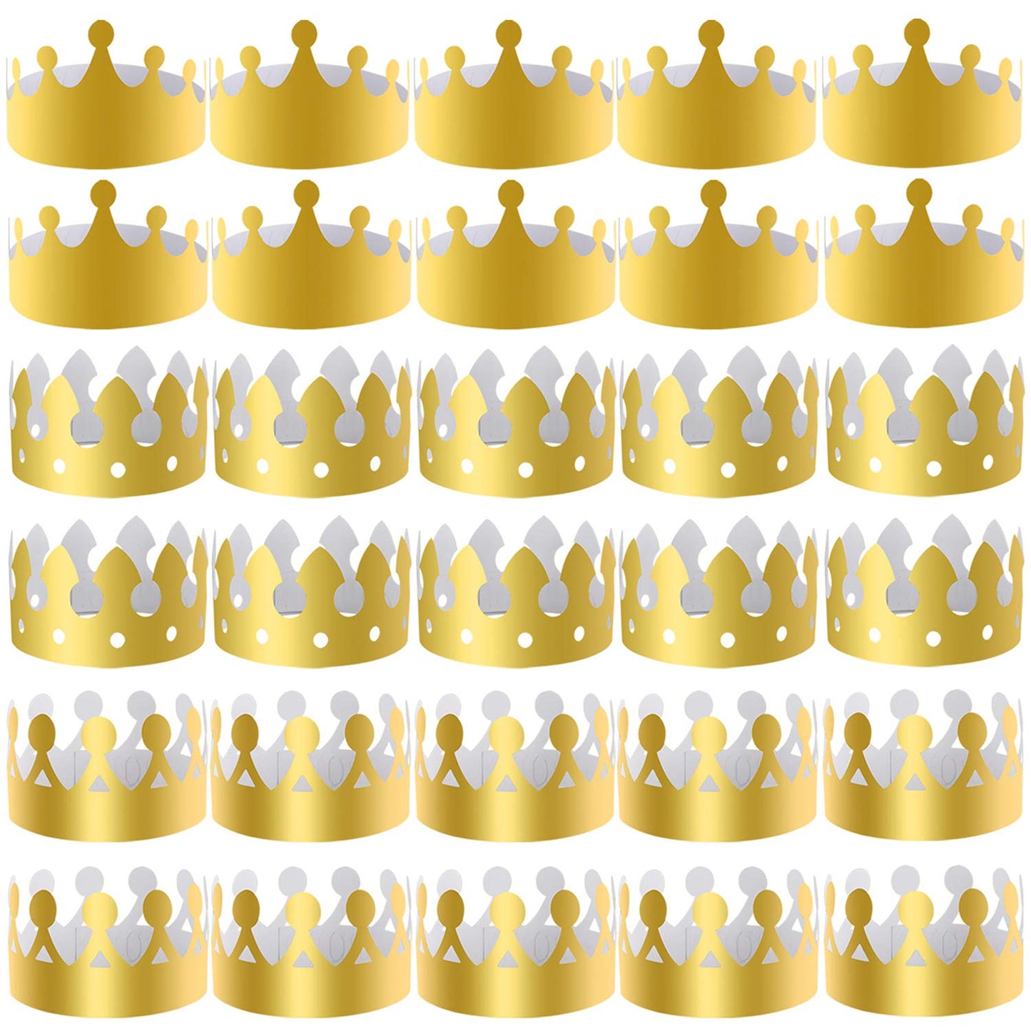 SIQUK 27 Pieces Golden Paper Crown Party Gold Crowns Hats King Crowns for Party and Celebration