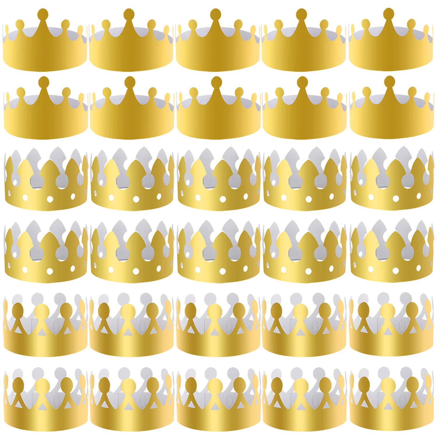 SIQUK 27 Pieces Golden Paper Crown Party Gold Crowns Hats King Crowns for Party and Celebration