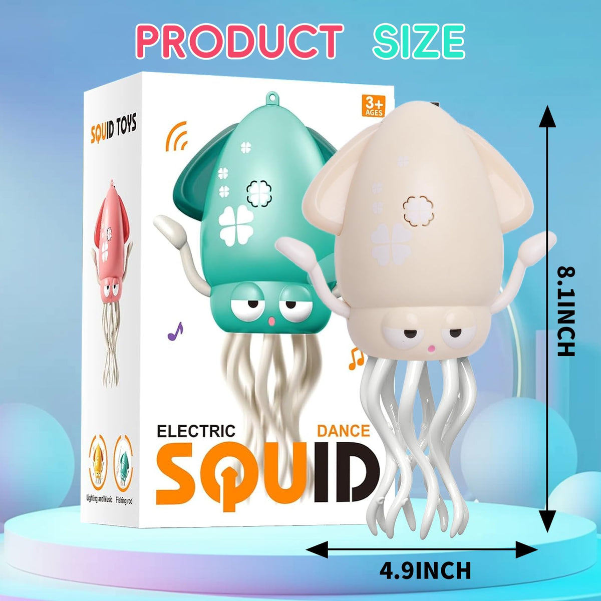 DYALE Dancing Squid Baby Toy, Dancing Music Squid Baby Toys for Ages 3 and Up for Kids,Beige