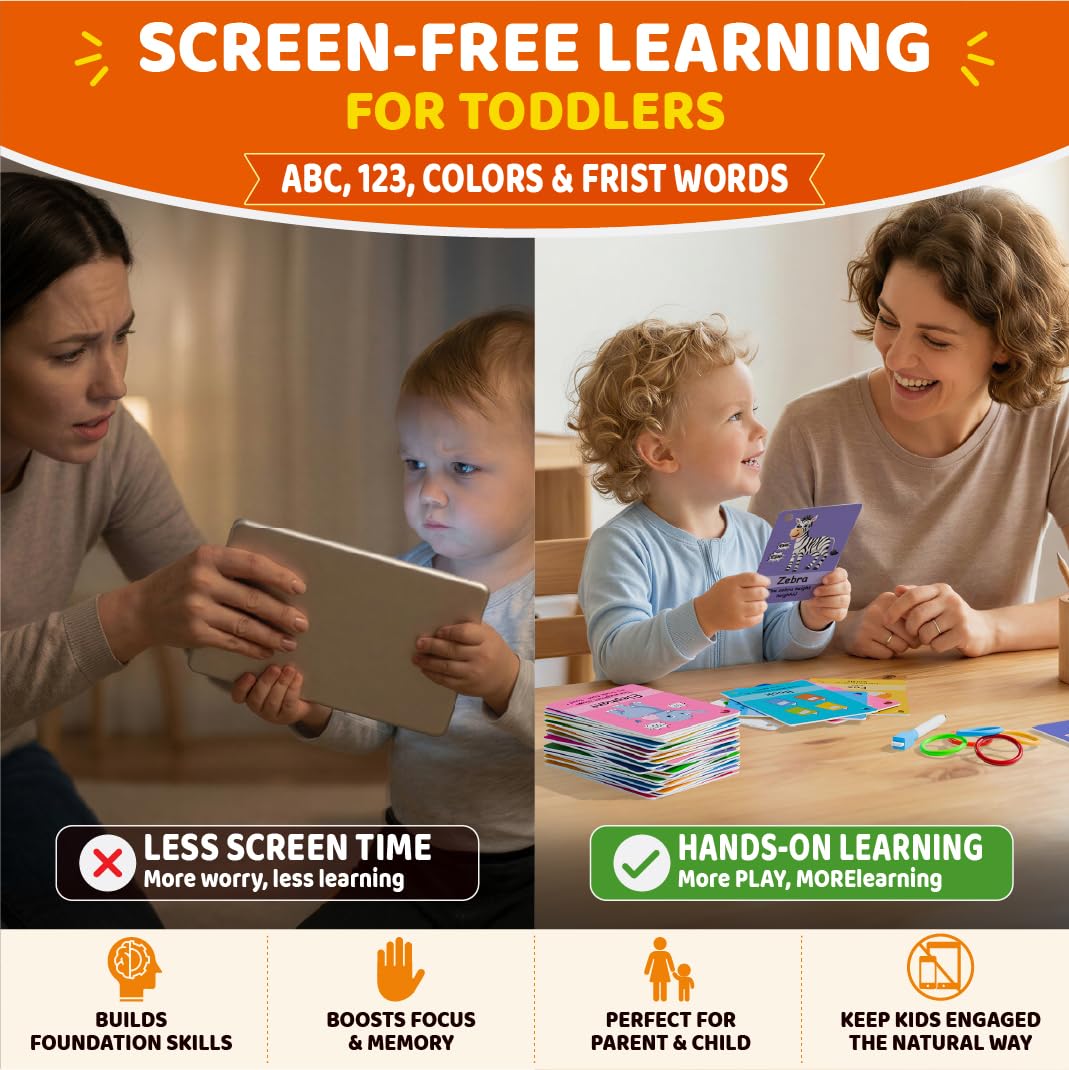 STUDYKEY ABC Flash Cards for Toddlers 1-3-First Words, Alphabet Flashcards, Animal, Color, Number, Shape, Large phonics baby Learning Cards