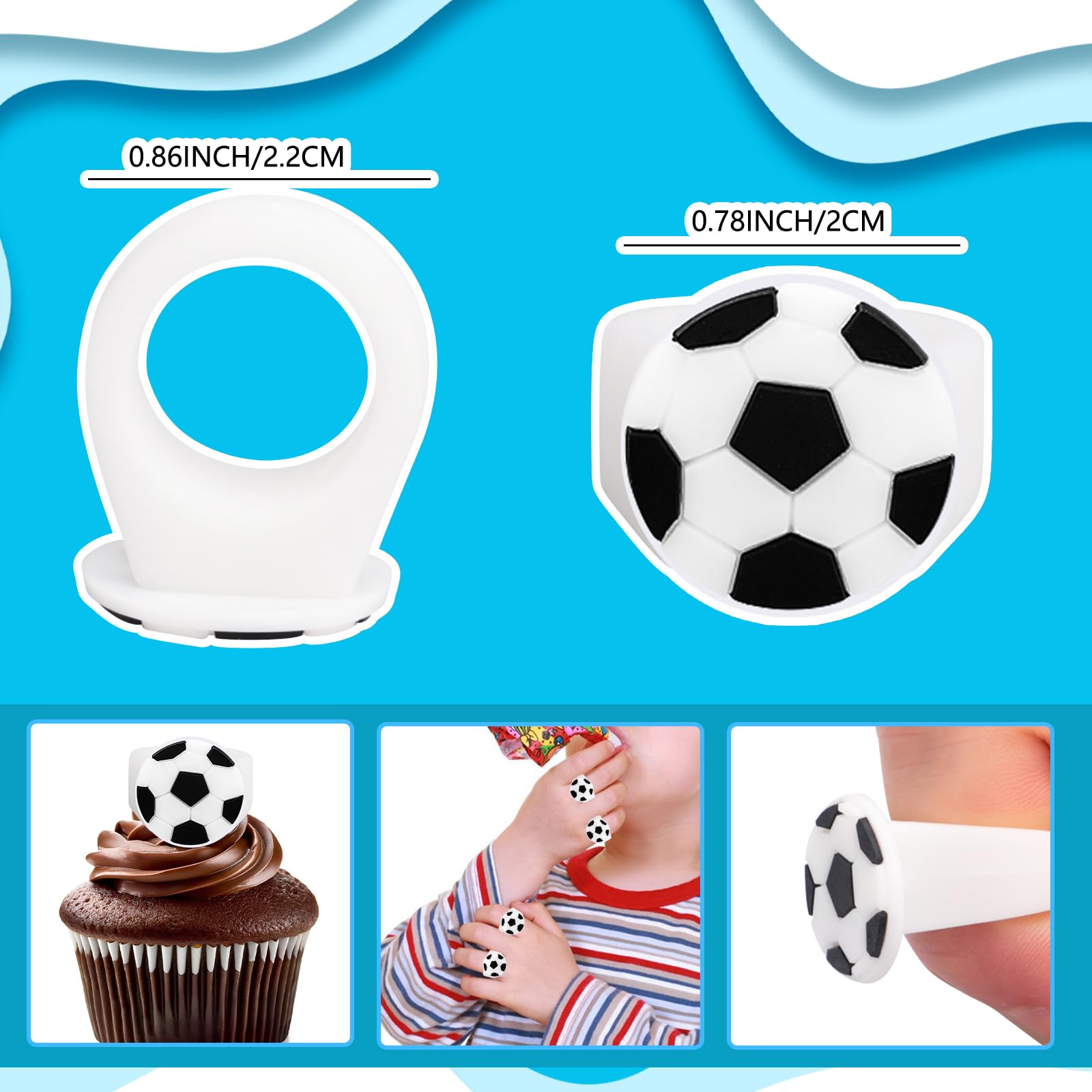 30pcs Soccer Cupcake Toppers Sports Cupcake Toppers Picks for Kids Baby Shower Sport Theme Party Decorations Supplies(Soccer)
