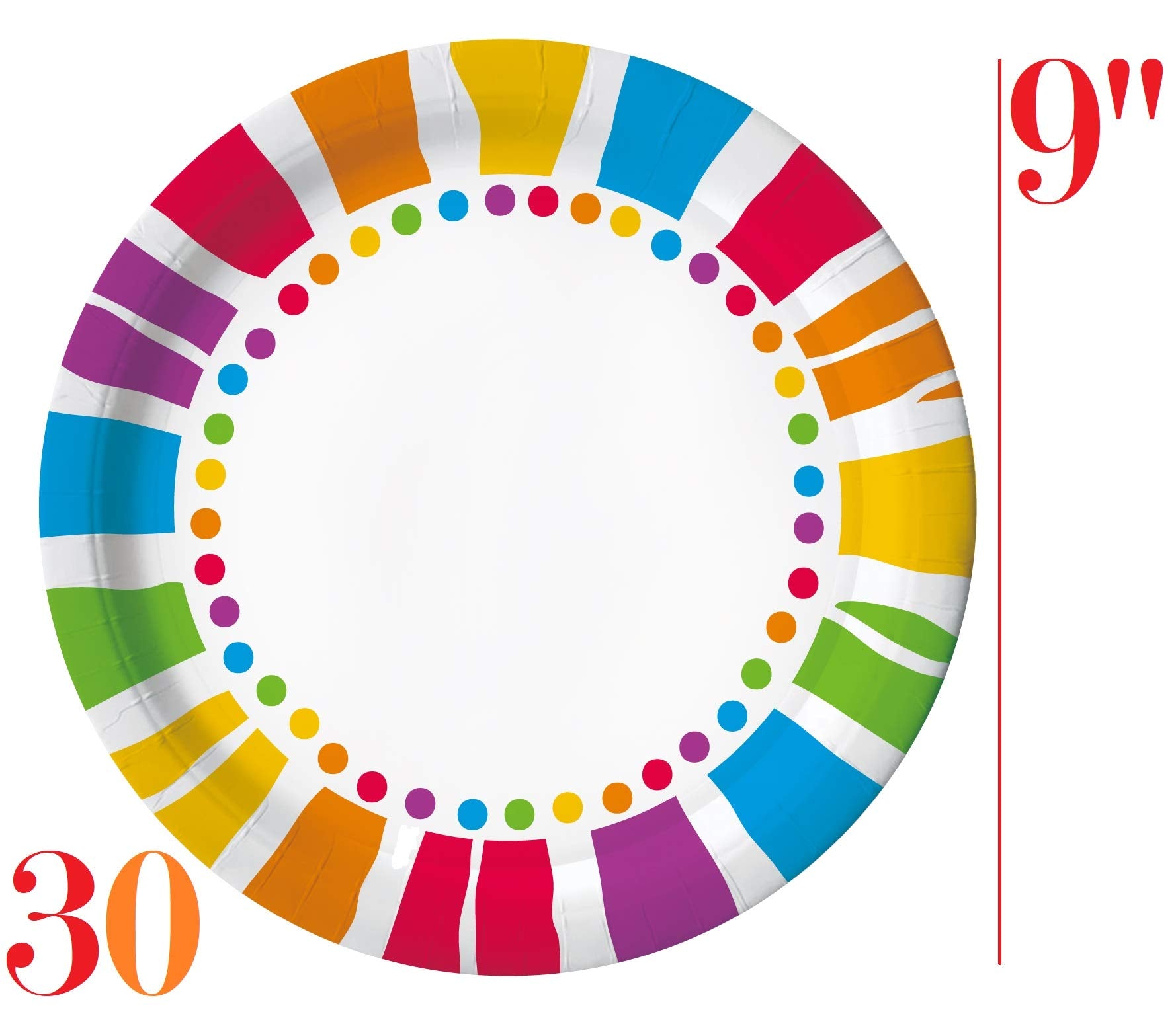 Oojami Rainbow Party Supplies Set - Serves 30 Guests Disposable Paper Plates, Cups & Napkins Colorful Birthday, Kids Party & Celebration Tableware