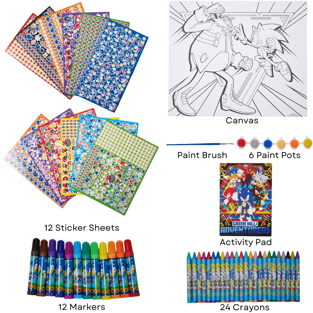 Innovative Designs Sonic the Hedgehog Creative Coloring Canvas Painting and Activity Set for Kids, 1000+ pcs