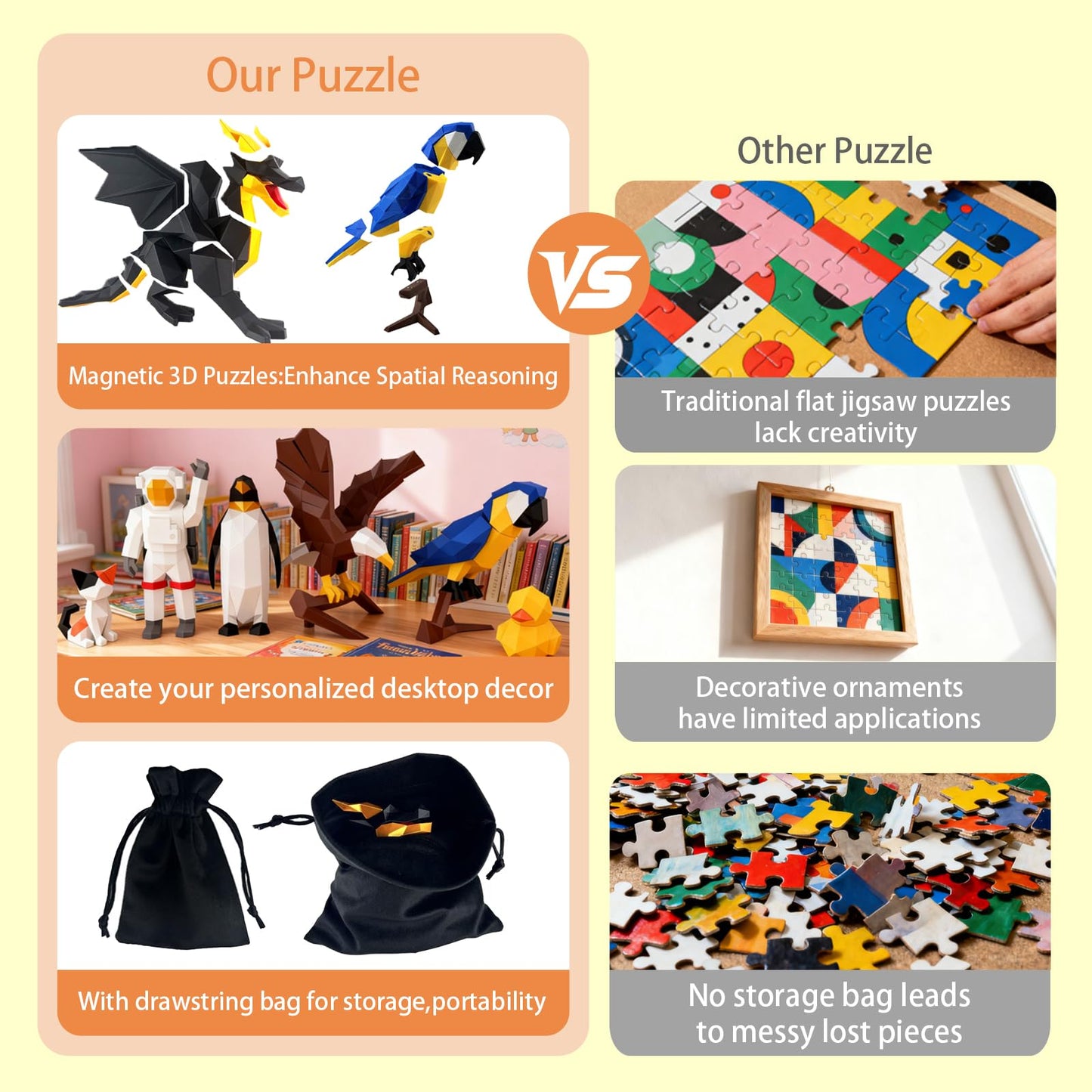 3D Magnetic Puzzle,Magnetic Animal Puzzle Toys for Adult,ParrotModel Collectible Novelty Desk Decor Toy