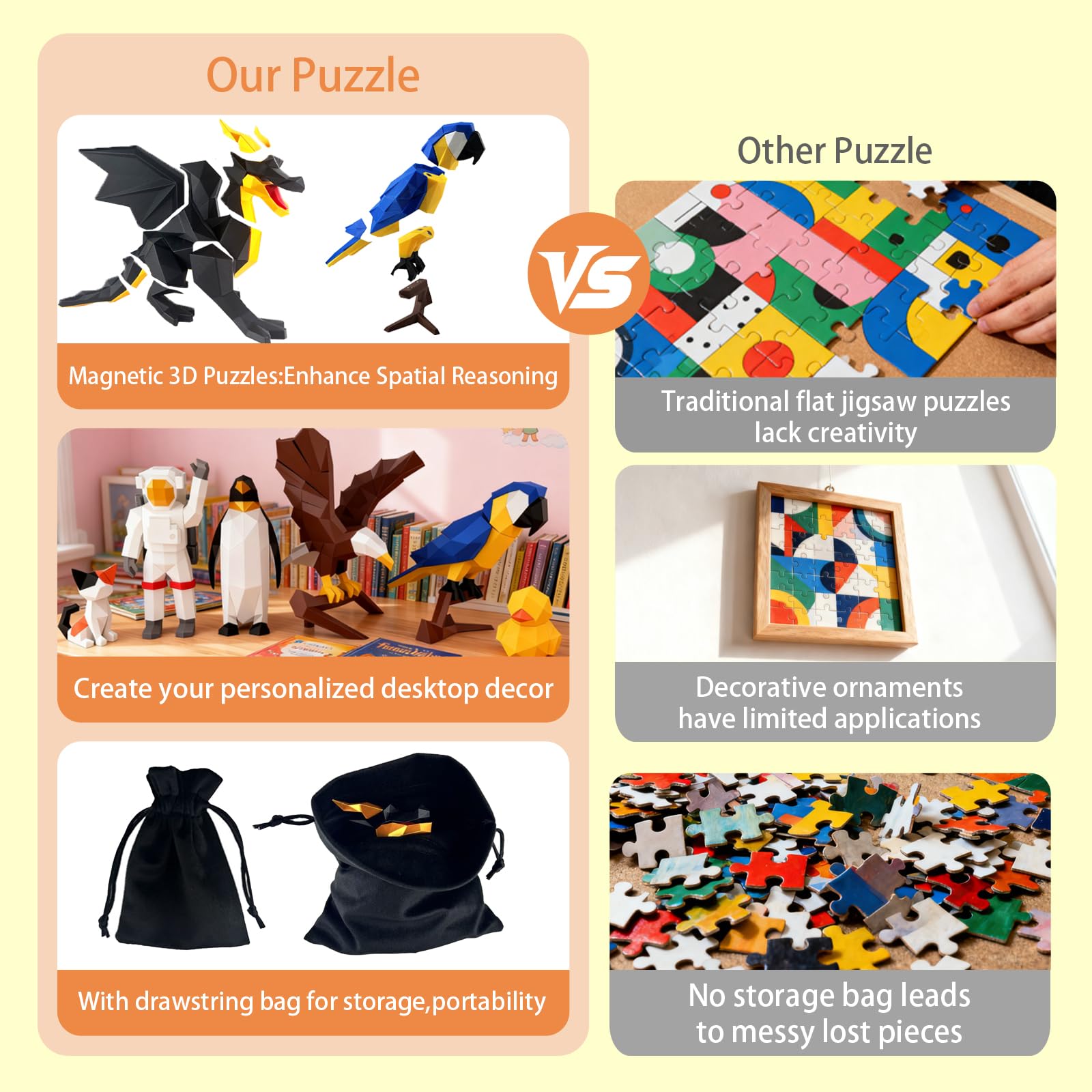 3D Magnetic Puzzle,Magnetic Animal Puzzle Toys for Adult,ParrotModel Collectible Novelty Desk Decor Toy