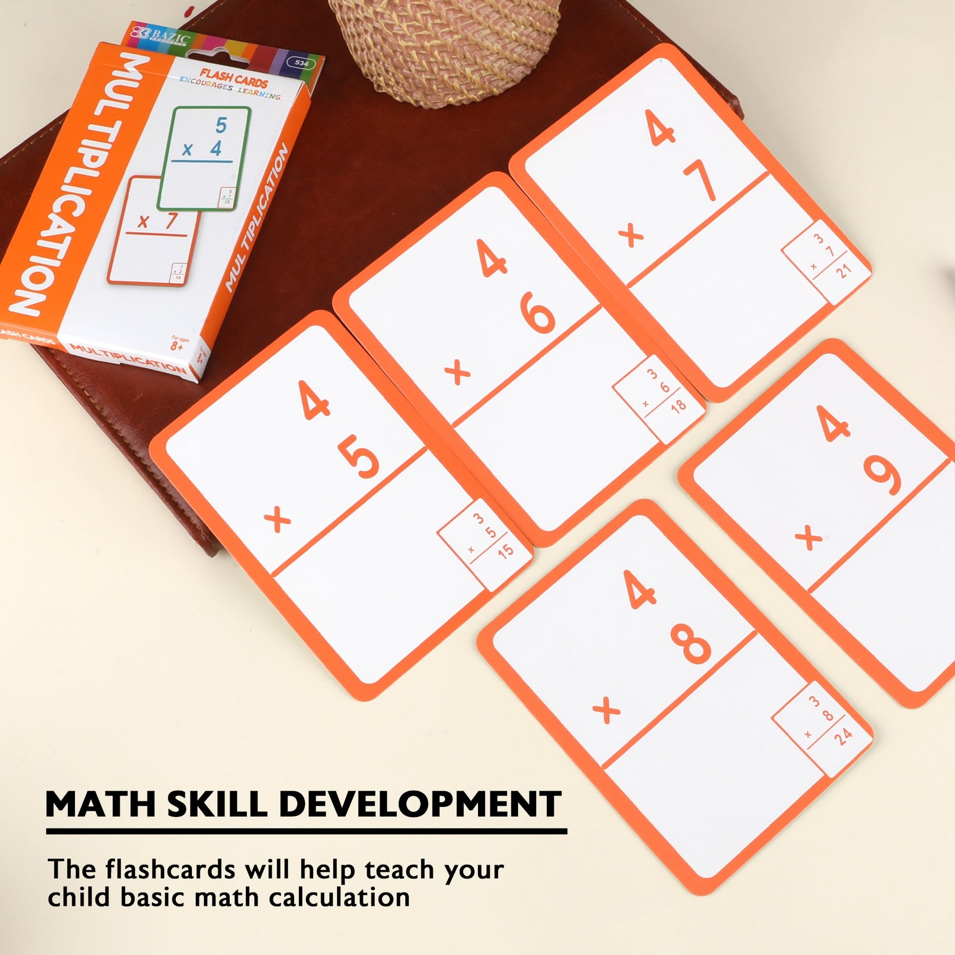 BAZIC Products Multiplication Flash Cards, 36 Cards, Self-Checking