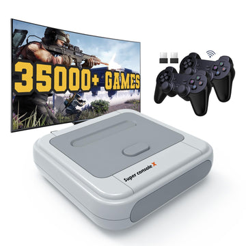 Kinhank Super Console X, Retro Game Console Built-in 35,000+ Games, Video Game Console Systems for 1080P/720P Output, 2 Wireless Controllers