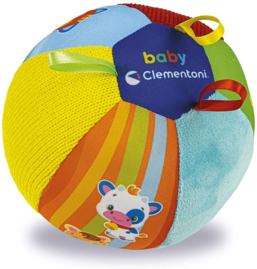 Clementoni Fabric for Babies, Musical Animals, Soft Musical Ball for Crawling, Children 3 Months+, Multicoloured, 17464