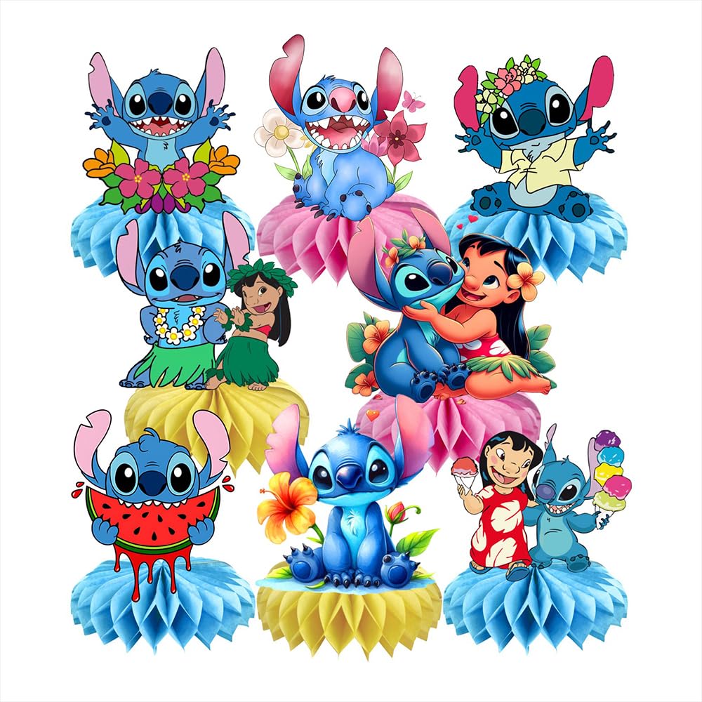 8Pcs Stitch Table Centerpiece Double Side Design Birthday Party Supplies for Kids Party Table Decorations