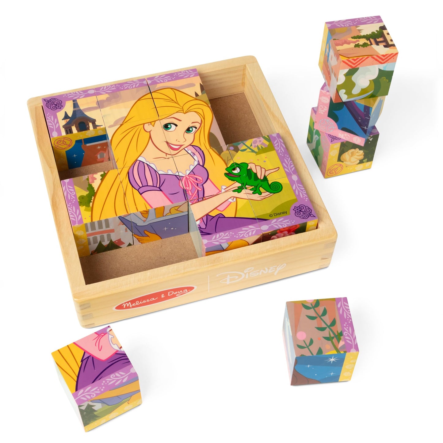 Melissa & Doug Disney Princess Wooden Cube Puzzle Blocks