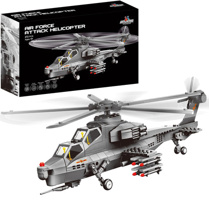 Attack Helicopter Air Force Building Block Set - 283-Pcs Helicopter Building Toys Set - Building Block Plane Toy for Kids Older Than 10 and Adults
