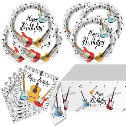 33pcs Rock Music Guitar Party Tableware, Music Guitar Notes Birthday Party Supplies
