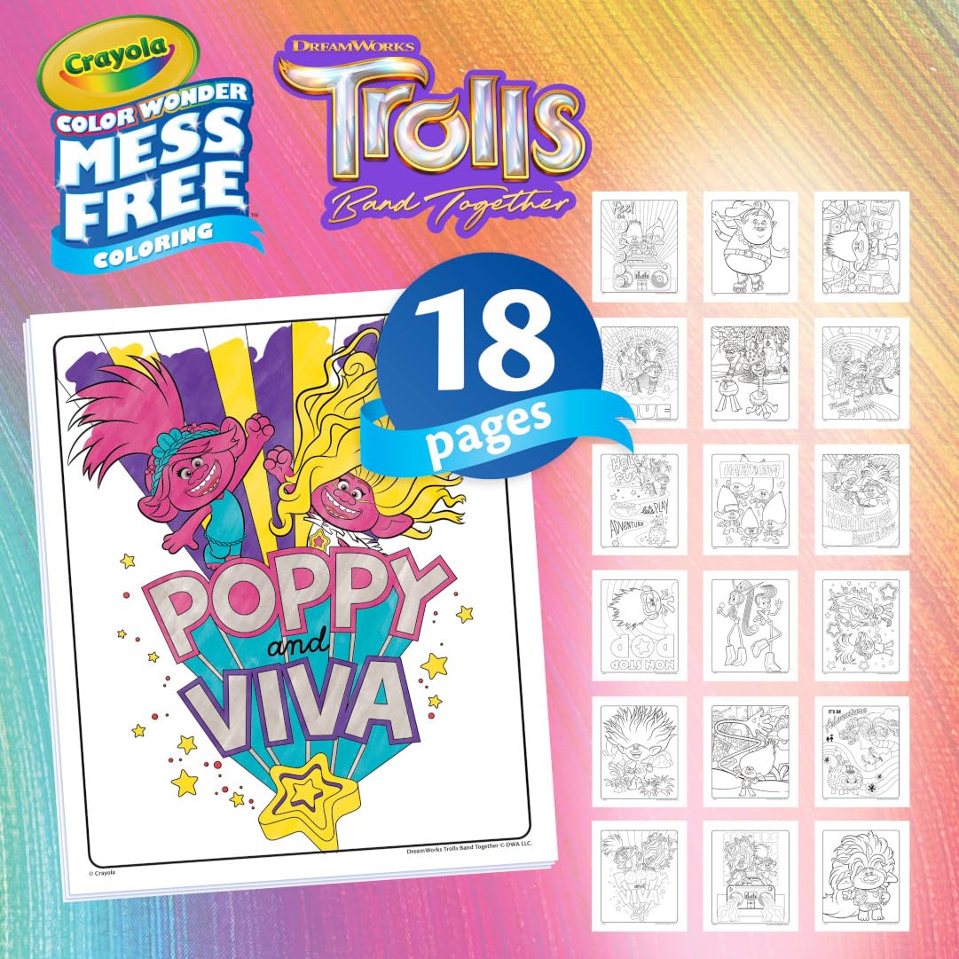 Crayola Trolls 3 Color Wonder Activity Set, Mess Free Coloring for Toddlers