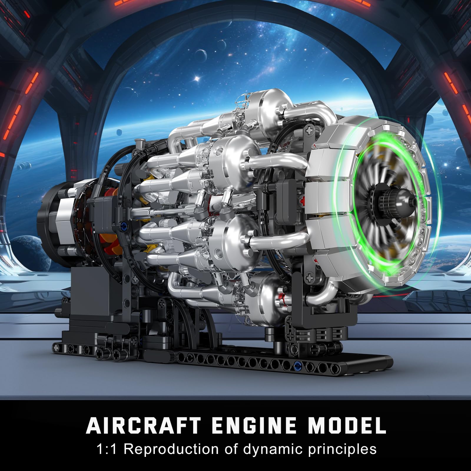 Mould King 10216 Turbojet Engine Building Sets, Mechanical Aviation Aircraft Engine Model Kit That Runs, Build Your Own STEM Model Engine, Gift