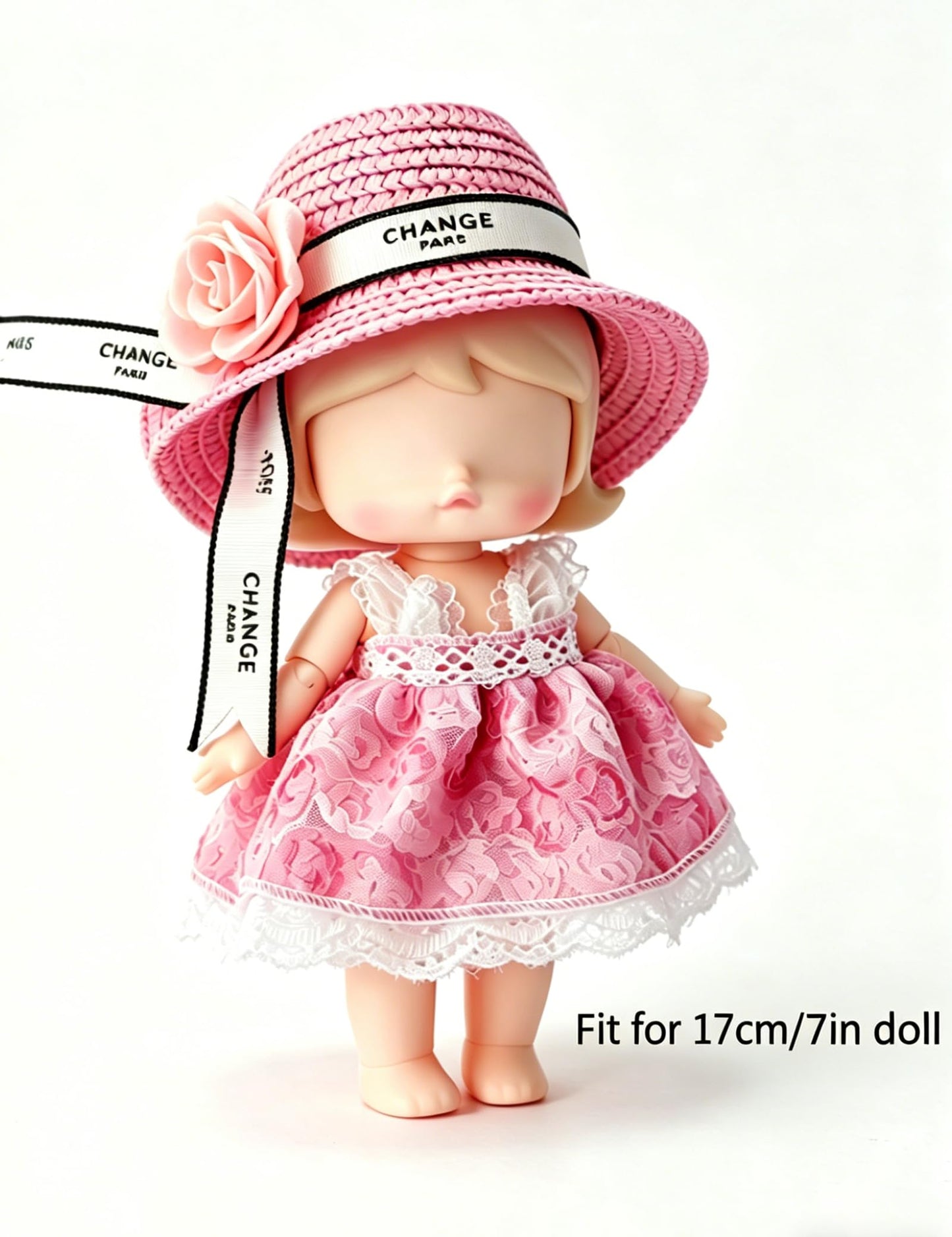 Premium Overall Pinafore Dress (Pink Suspender Dress) for 6.7" / 17 cm LABUBU Doll - Includes Miniature Accessories (Doll Not Included)
