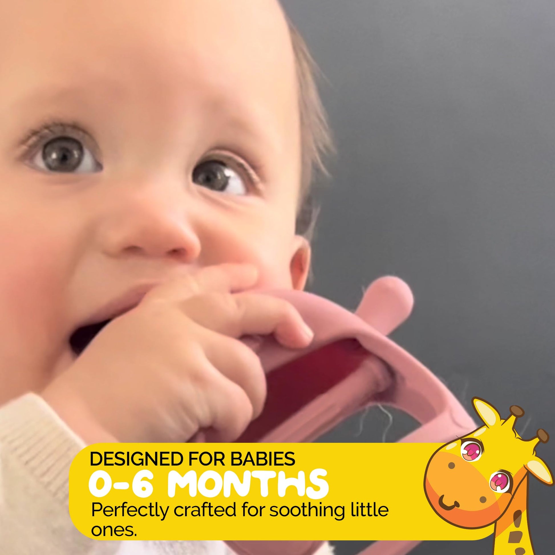 Baby Toys 0-6 Months Silicone teethers for Babies for Teething Pacifier in Cute Chicken Toys Shape - Turkish Pink Color for Baby Girl Pacifiers - 2 Pc