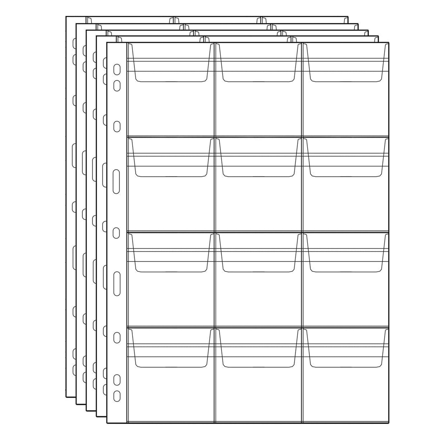 Coin Collecting Pages 5 Sheets 12 Pockets Standard 9Hole Coin Pocket Inserts Collecting Sleeves for Coins Uncle Paul CS03512