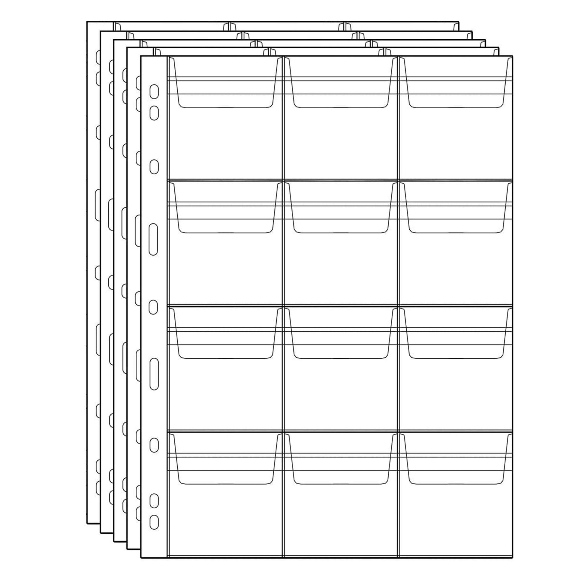 Coin Collecting Pages 5 Sheets 12 Pockets Standard 9Hole Coin Pocket Inserts Collecting Sleeves for Coins Uncle Paul CS03512
