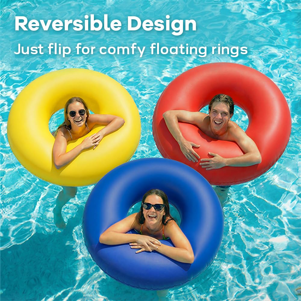 Funscape Large Inflatable Pool Float Rings, 44" Swimming Tube W/Handle