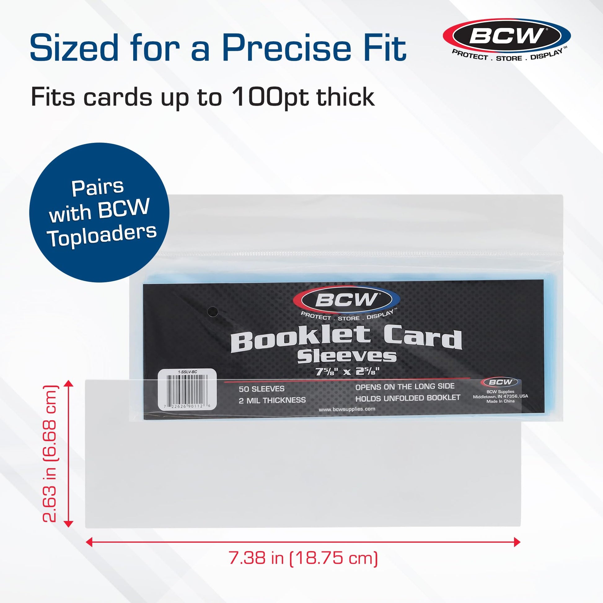 BCW Booklet Card Sleeves - 50 Pack | Crystal Clear Polypropylene Sleeves for Ultimate Preservation and Display | 7 3/8 x 2 5/8 Inches | Acid-Free