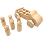 Adventure Awaits Large Wooden Toy Car Unpainted Unfinished with Removable Figures | Montessori Arts Craft Activity