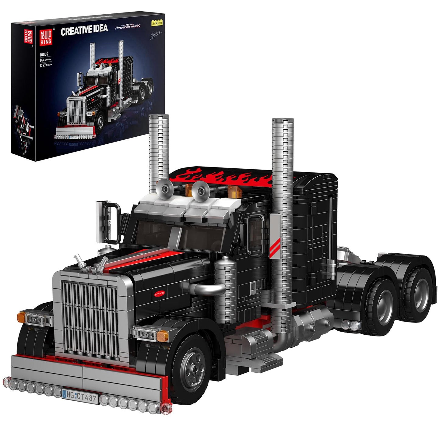 Mould King Semi Truck Building Set, 1814 Pcs Trailer Vehicle Model for 14+