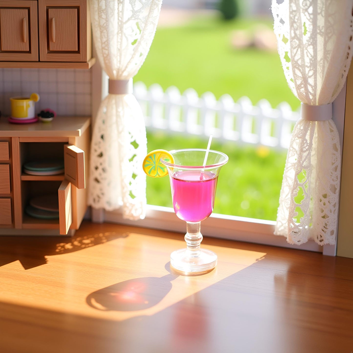 4 Pcs Miniature Dollhouse Juice and Wine Bottle Set - Resin Cocktail Cups, Simulated Drink Models for Dollhouse Kitchen Decor, Mini Props for DIY
