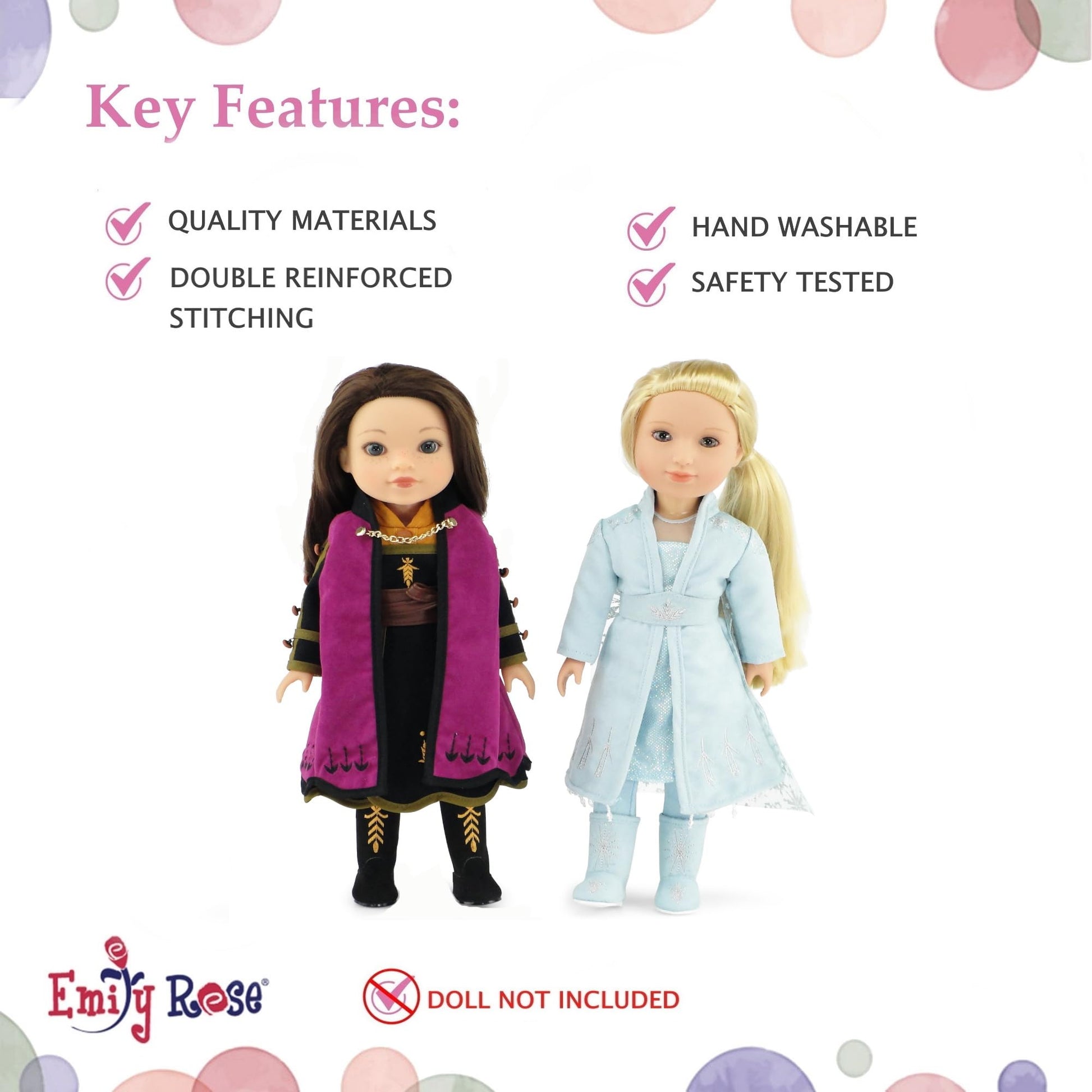 Emily Rose 14 Inch Fashion Doll Clothes 11 PC Princess Costume Playset Gift Set | Perfect Halloween Costume for 14" Wellie Wishers Dolls | USA