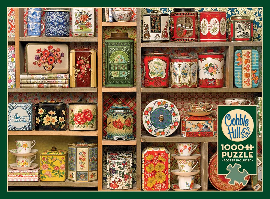 Cobble Hill 1000 Piece Puzzle - Vintage Tins - Sample Poster Included