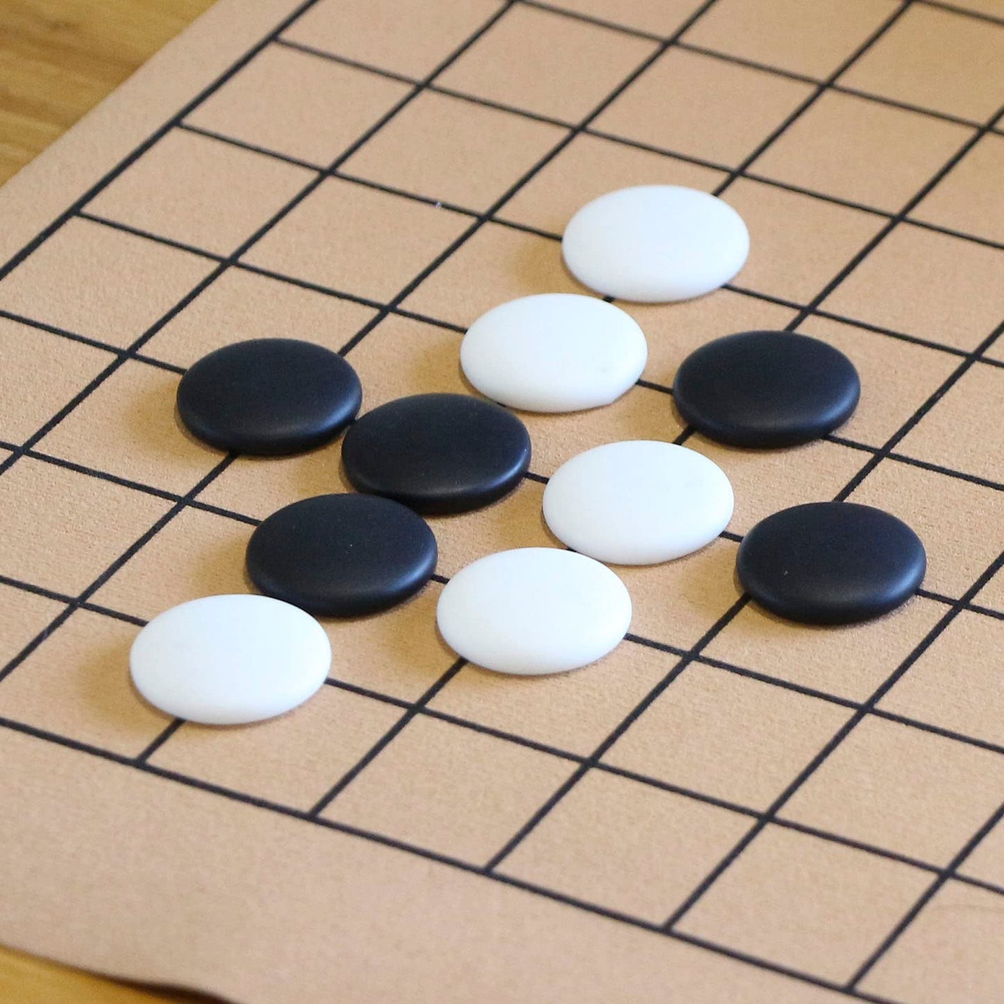 SongYun Portable Go Game Set Reversible 19x19 / 13x13 Faux Leather Foldable Game Board with Single Convex Ceramic Stone 361pcs and Plastic Go Bowls, 2