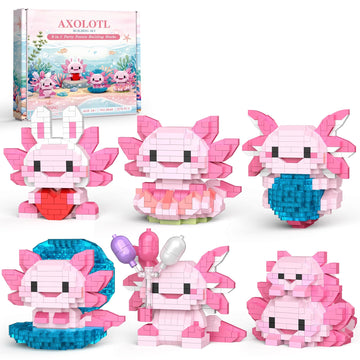 Vziimo Axolotl Set, 6 Pack Mini Axolotl Animals Party Favors Toy Figurines, Goodie Bag Stuffers, Classroom Small Prize Toys Box, Marine Animal Gifts