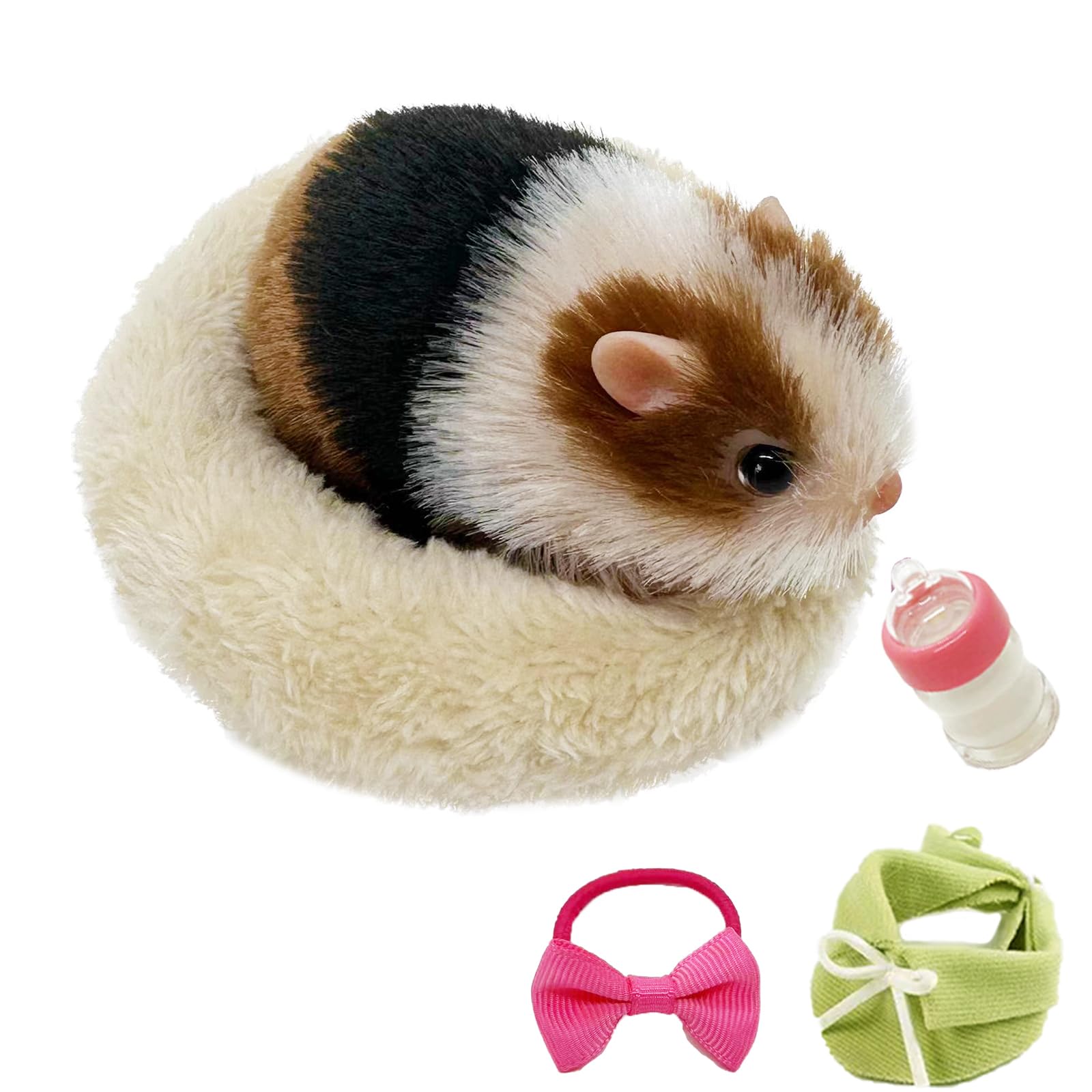 VOLOBE 5 Inches Silicone Hamster, Realistic Toy Hamster as Silicone Piglet Companion with Sleeping Pad Accessories for Kids Boy Girl Birthday Handmade