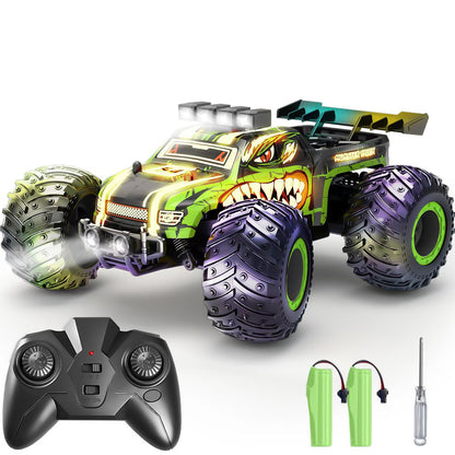 JICIFU Remote Control Car for Kids,High Speed 20 KM/H RC Cars Toys,Off-Road with 2 Headlights and 2 Rechargeable Battery RC Truck,Dinosaur Toys Gift