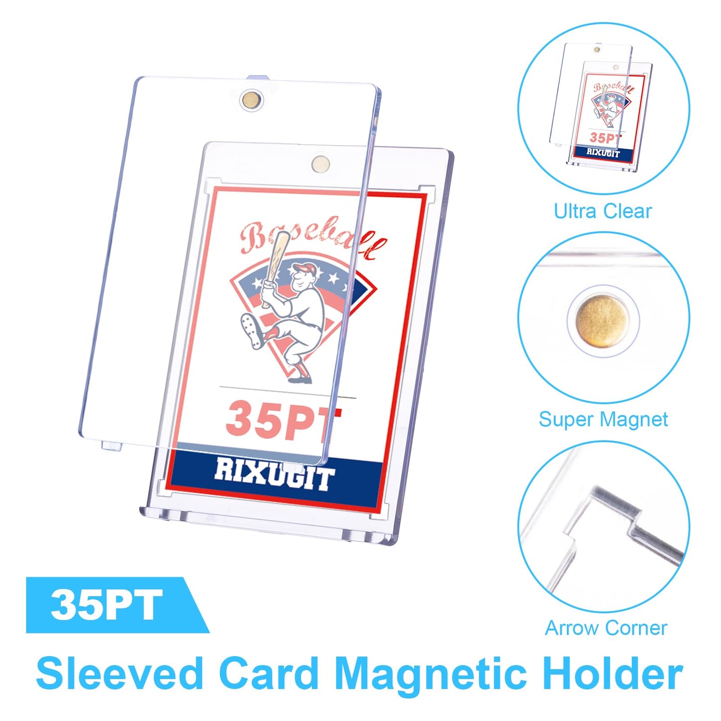 RIXUGIT 25-Pack 35pt One Touch Magnetic Card Holders for Sleeved Cards