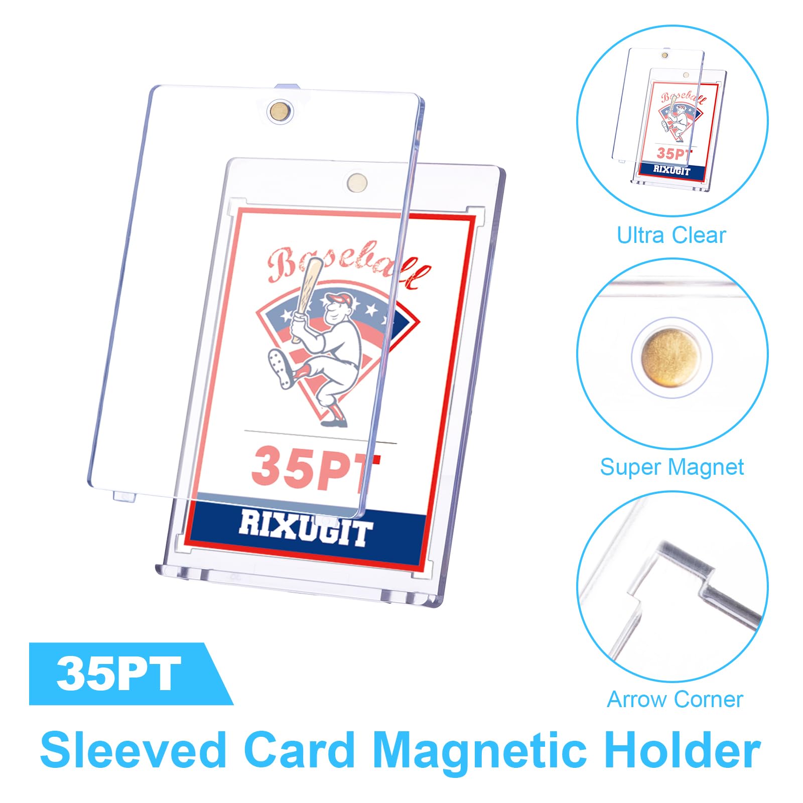 RIXUGIT 25-Pack 35pt One Touch Magnetic Card Holders for Sleeved Cards