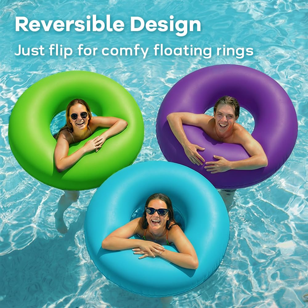 Funscape 3PCS Large Inflatable Pool Float Rings, 44" Swimming Tube W/Handle