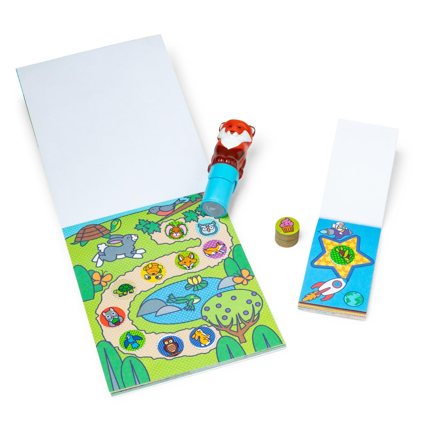 Melissa & Doug Sticker Wow!™ Fox Bundle: 24-Page Activity Book, Refillable Sticker Stamper, Mini Pad, 500 Stickers, Arts and Crafts for Kids Ages 3+