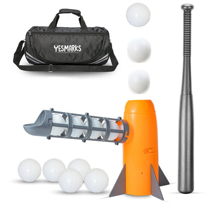 YESMARKS Kids Auto Baseball Pitching Machine Outdoor Toy Set - Training Equipment & Batting Practice Toys for Youth, Includes 10 Baseballs, Baseball