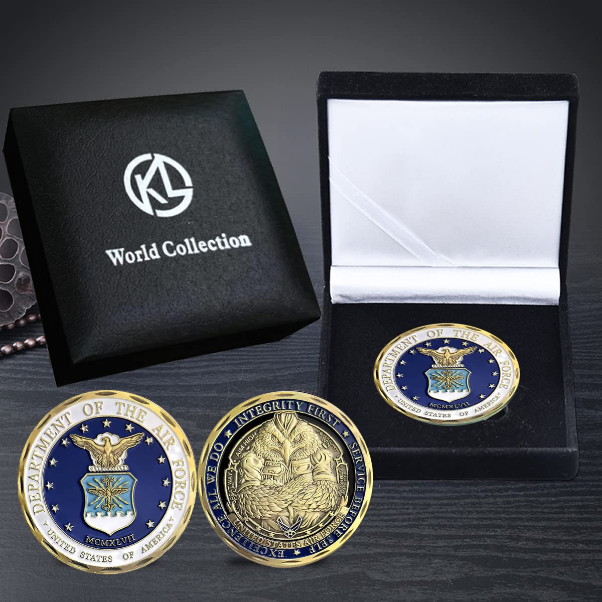 Jofanvin Air Force Gifts ChallengCoin Sets with Box,Best Gifts for Airmen (AIR Force)