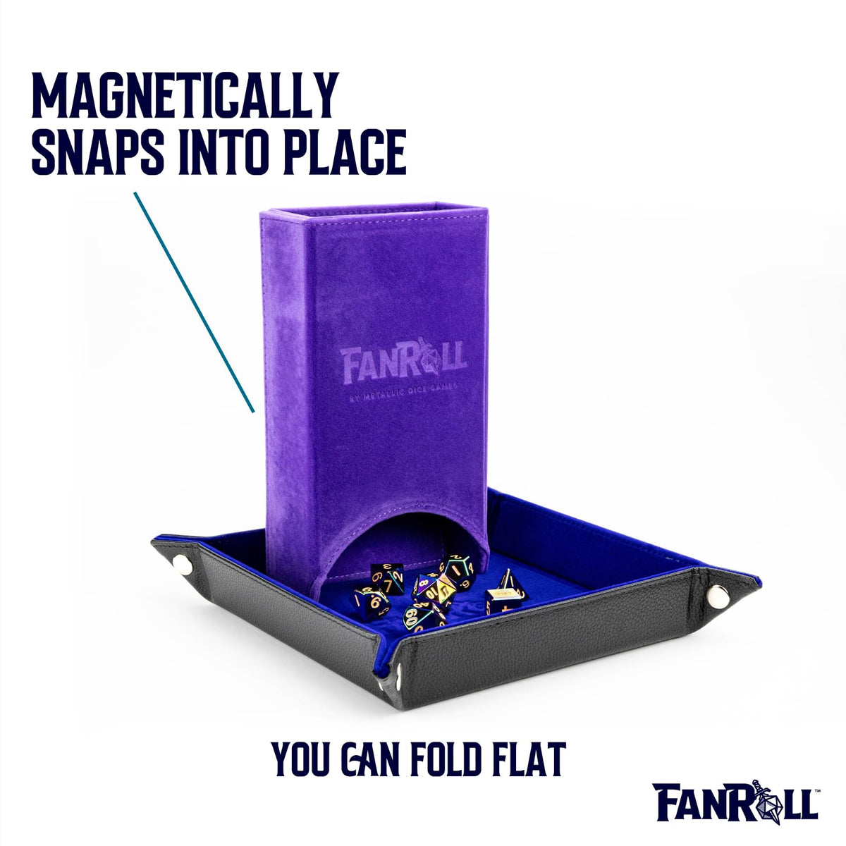 FanRoll Fold Up Dice Tower: Purple, Role Playing Game Dice Accessories for Dungeons and Dragons