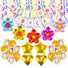 Welcome Back Sign Banner Decoration Kit Including Welcome Back Banner Flower Star Heart Shape Balloons Gold Confetti Glitter Balloons and Hanging