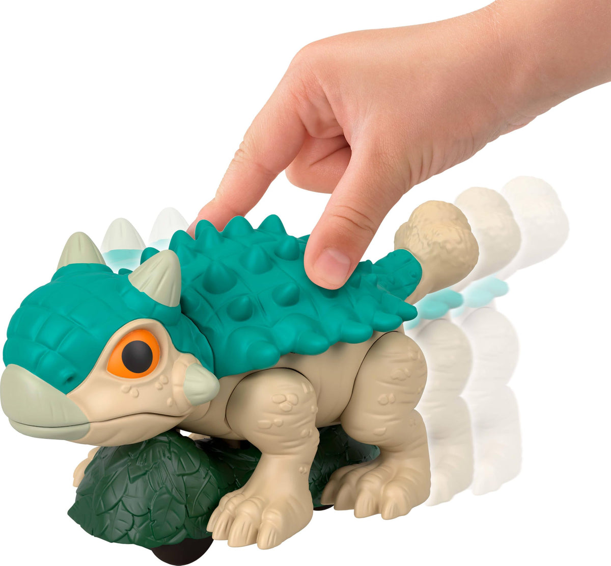 Fisher-Price Imaginext Jurassic World Dinosaur, Ankylosaurus Push-Toy with Rolling Wheels & Wiggling Motion, 5.5 Inches Tall