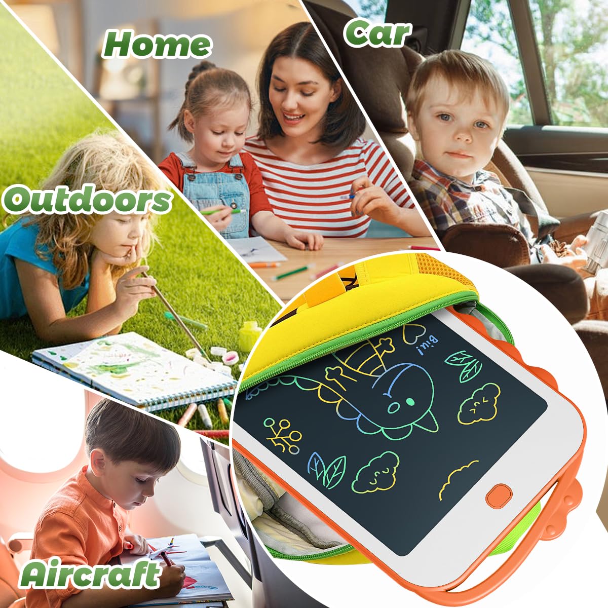 DPEDUAI LCD Writing Tablet for Kids, 10.5 Inch Colorful Doodle Board Drawing Pad, Erasable Reusable Educational Toddler Toys for 3 4 5 6 Year Old Boys
