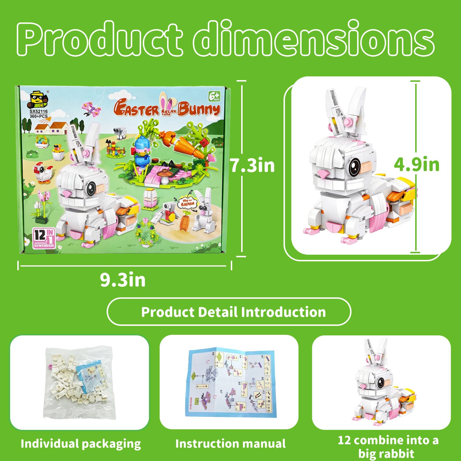 Sakiway 12 pcs Easter Egg Fillers Building Kits,Easter Bricks Toy Gift Easter Egg Fillers, Teen Easter Basket Stuffers for Boys Girls, Prefilled